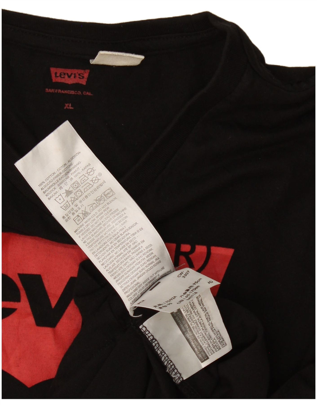 Levi's Herren-T-Shirt mit Grafik, XL, schwarze Baumwolle