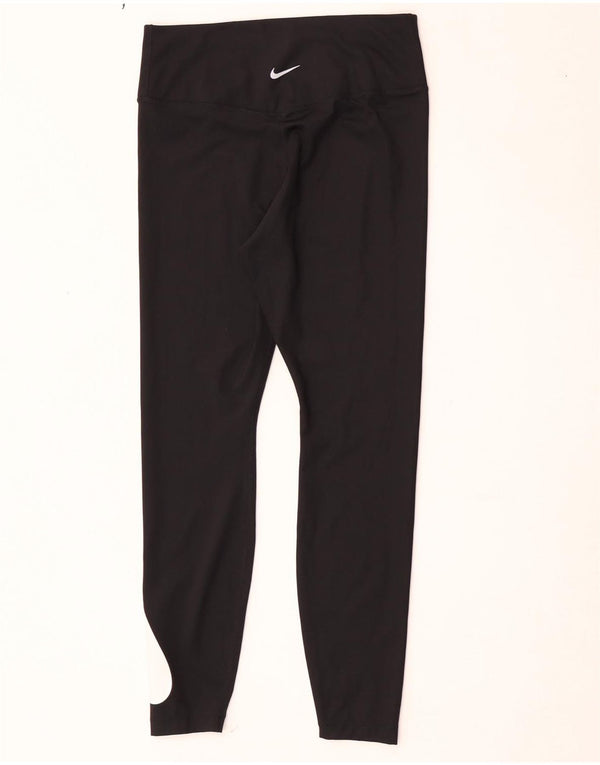 Nike Damen Dri Fit Graphic Leggings UK 14 Mittelschwarzes Polyester