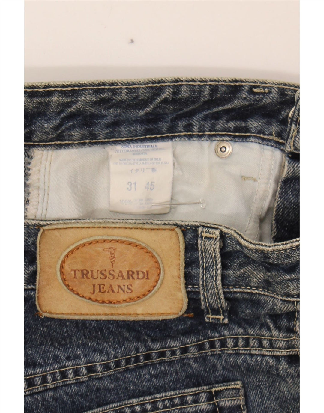 TRUSSARDI Womens Tapered Jeans W31 L28 Blue Cotton Vintage Trussardi and Second-Hand Trussardi from Messina Hembry 