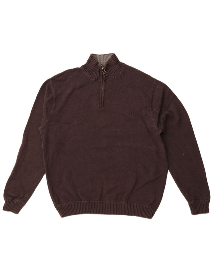EDDIE BAUER Herren-Pullover mit Reißverschluss am Hals, große graue Baumwolle