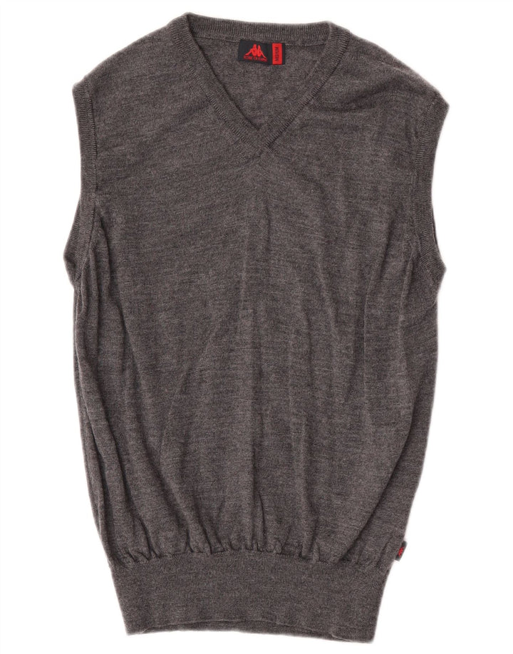 Kappa Herren-Weste-Tanktop aus mittelgrau gesprenkelter Wolle