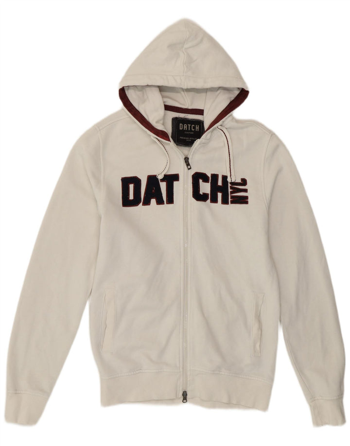 DATCH Mens Graphic Zip Hoodie Sweater Medium White