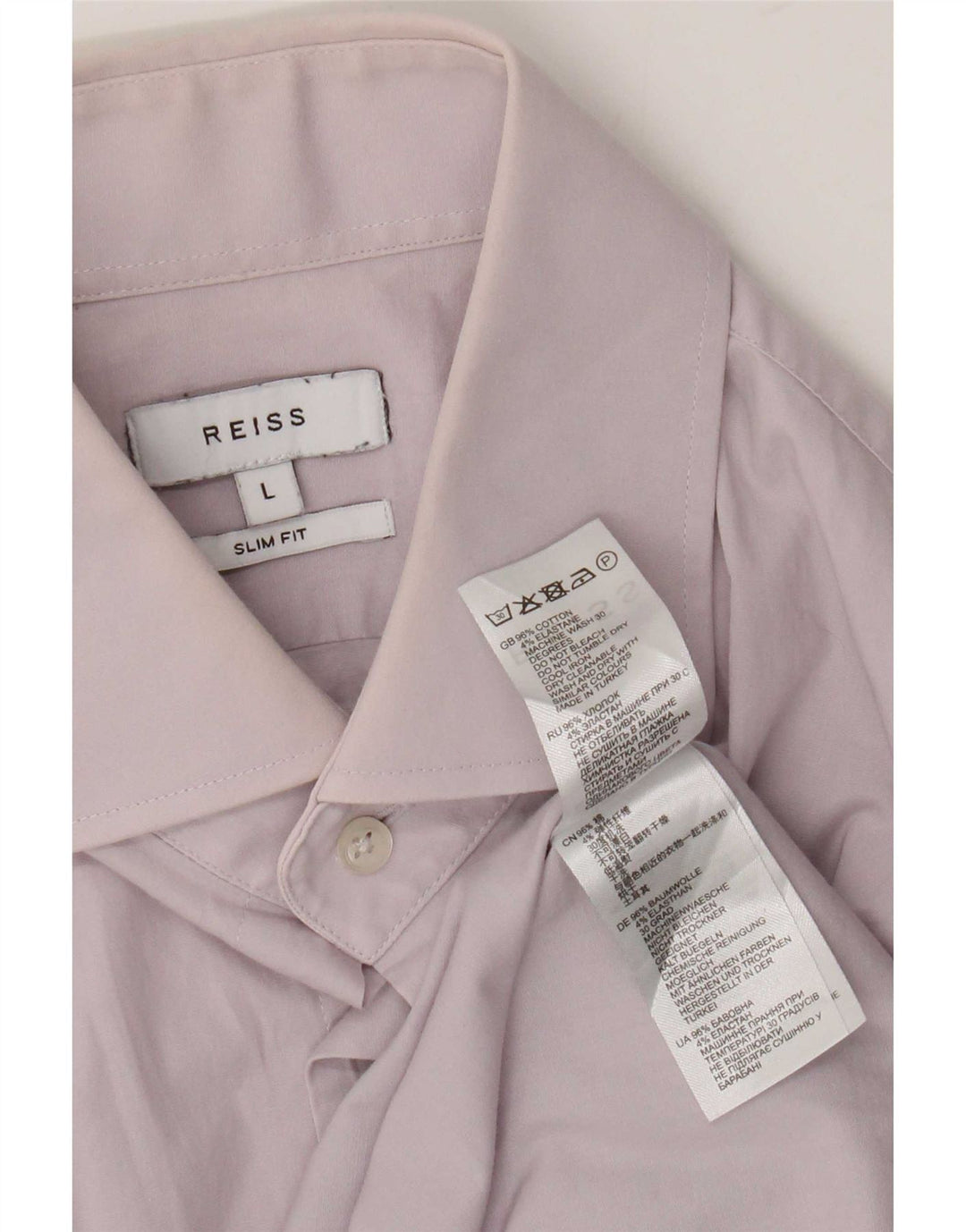 Reiss Herren-Slim-Fit-Hemd, Größe L, Lila, Baumwolle