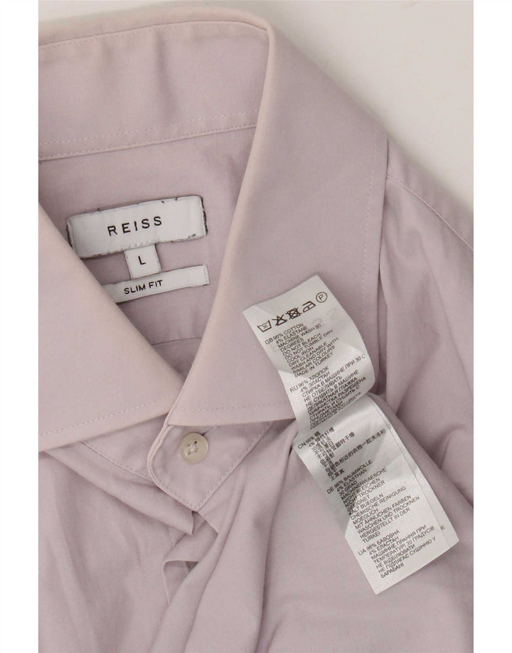 Reiss Herren-Slim-Fit-Hemd, Größe L, Lila, Baumwolle