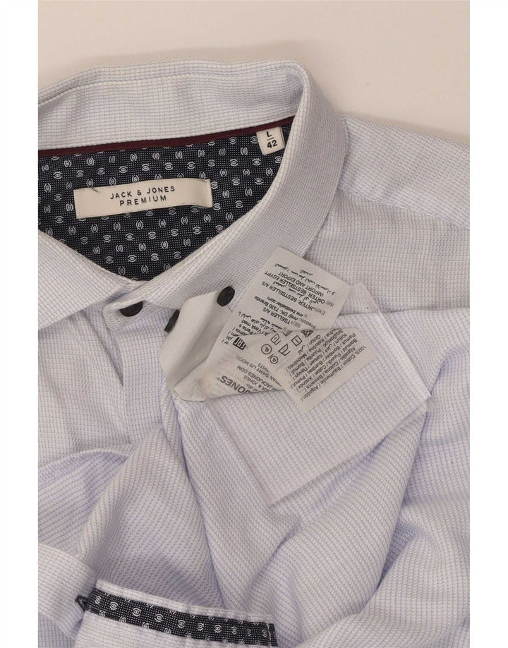 Jack & Jones Herrenhemd, Größe 42, groß, blau kariert, Baumwolle