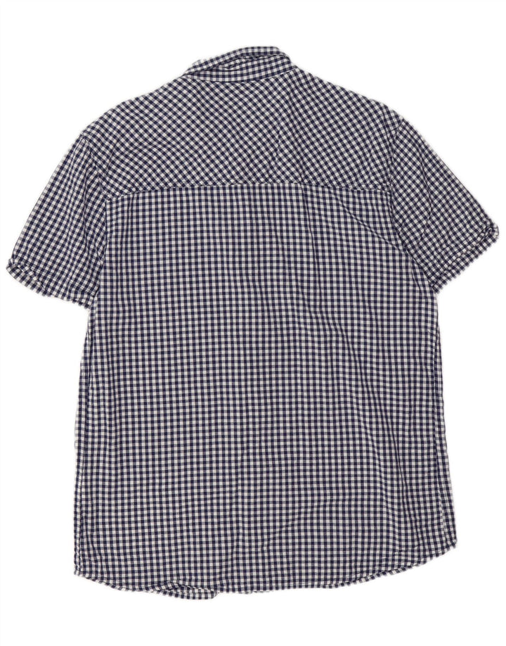 Mountain Warehouse Herren-Kurzarmhemd, groß, marineblau, Gingham-Baumwolle