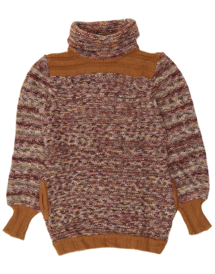 VINTAGE Damen Rollkragenpullover Pullover UK 14 Medium Mehrfarbig gestreift