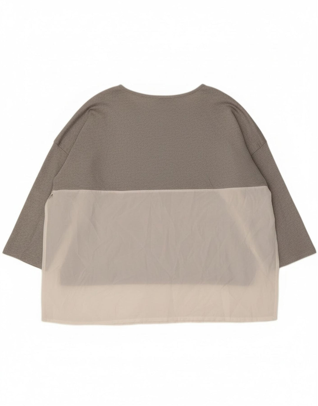 Zara Damen-Oversize-Top mit 3/4-Ärmeln, UK-Größe 14, Mittelgrau, Farbblock