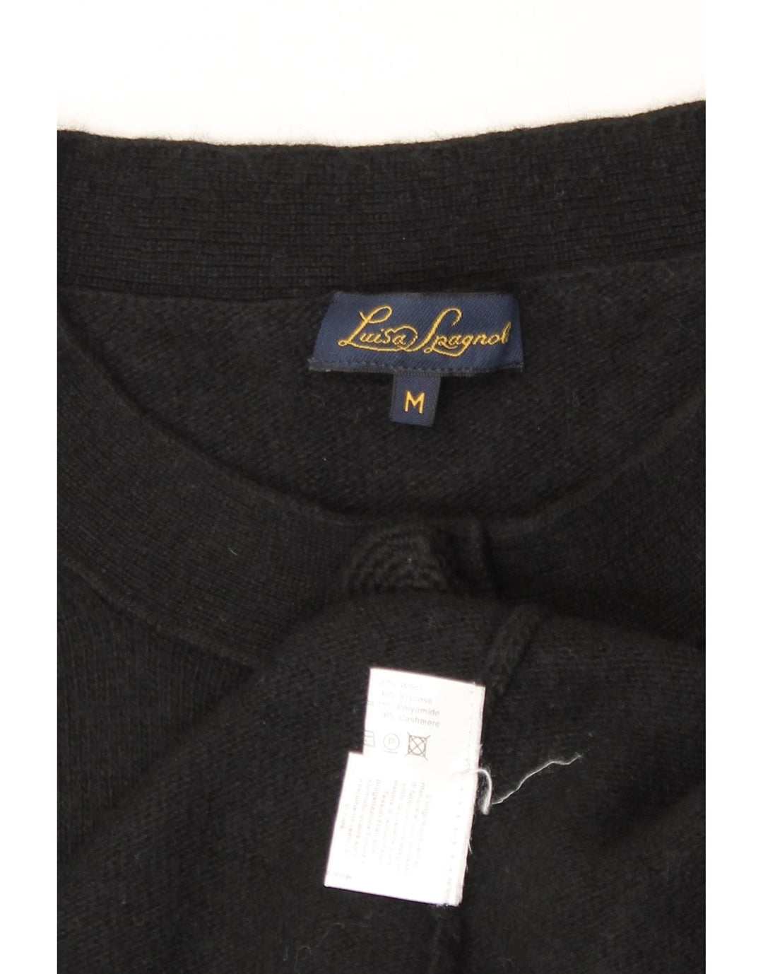 Luisa Spagnoli Damen Strickjacke Pullover UK 14 Mittelschwarze Wolle