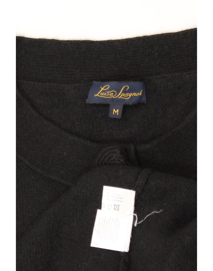 Luisa Spagnoli Damen Strickjacke Pullover UK 14 Mittelschwarze Wolle