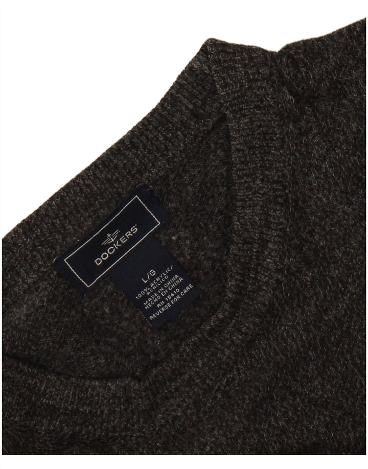 DOCKERS Herren-Pullover mit Rundhalsausschnitt, Größe L, Acryl, Grau