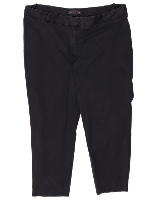 Marks & Spencer Womens Capri Trousers UK 18 XL W36 L23 Navy Blue Cotton