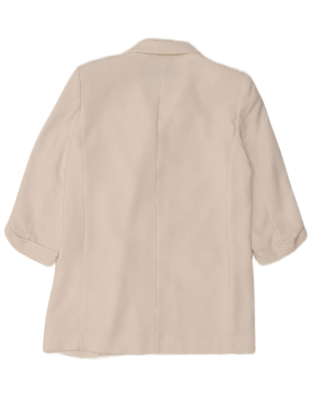 ZARA Damen-Blazer mit 3/4-Ärmeln, offen, UK 14, Mittelweiß, Polyester