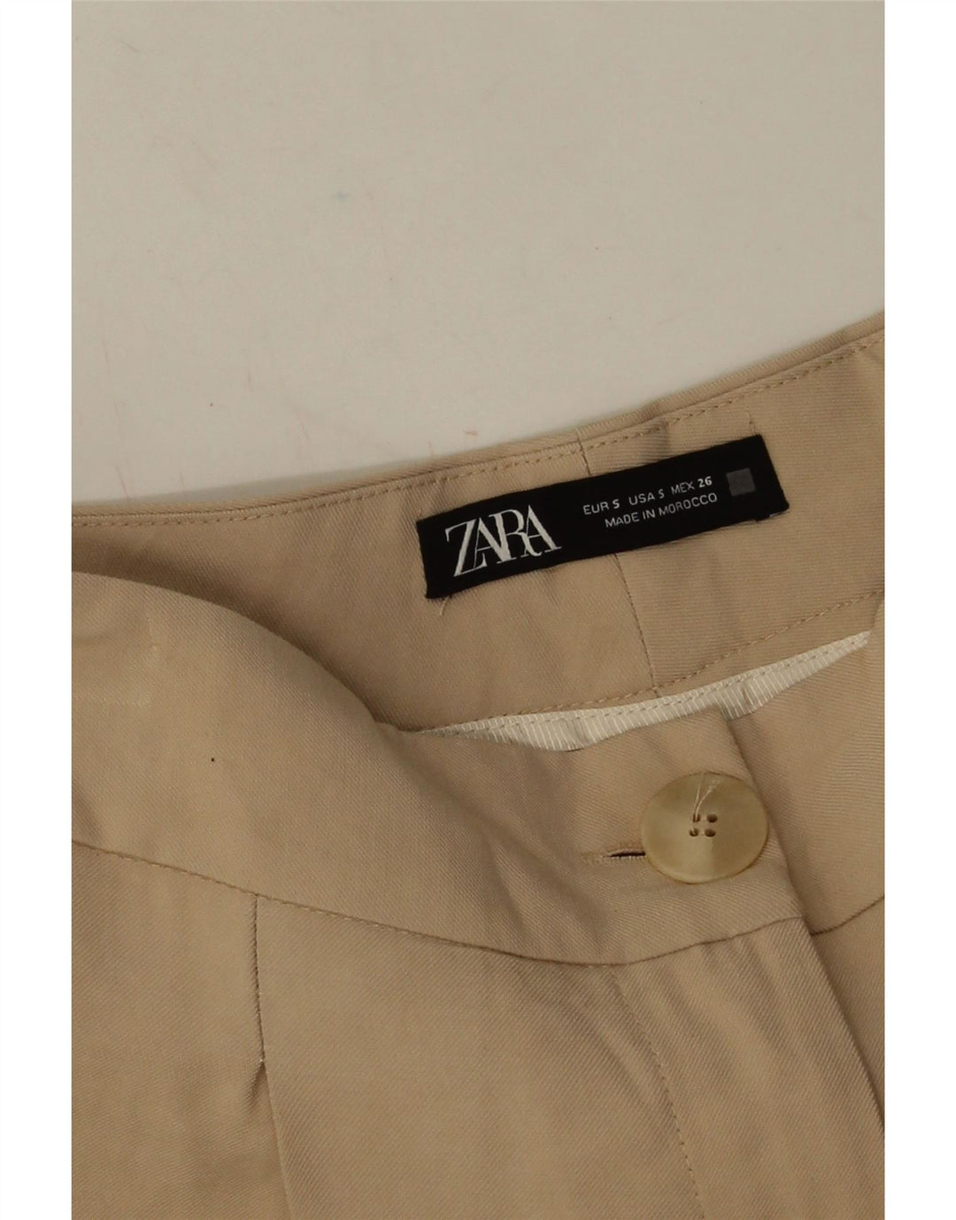 Zara Damen-PEGged-Cropped-Hose, Größe S, W26, L25, Beige Viskose