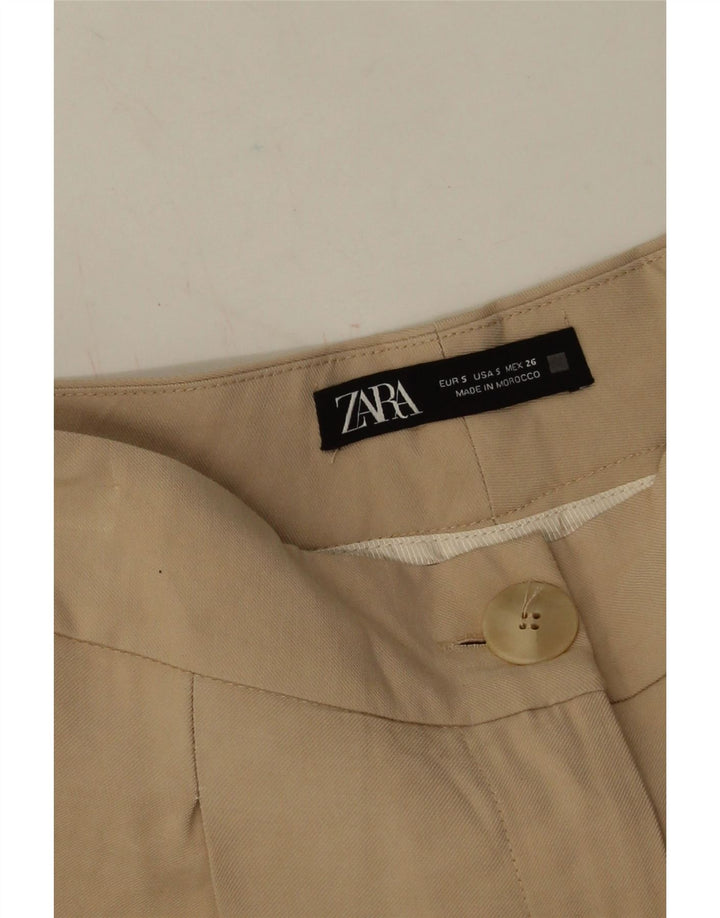 Zara Damen-PEGged-Cropped-Hose, Größe S, W26, L25, Beige Viskose