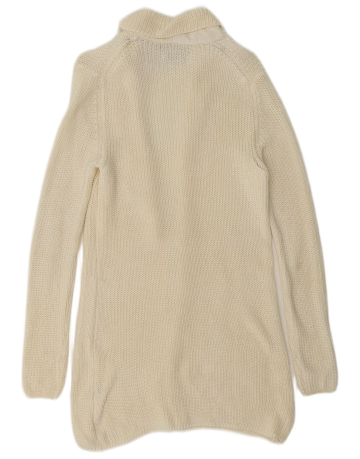 Massimo Dutti Damen Longline Open Cardigan Pullover UK 10 Small Off White