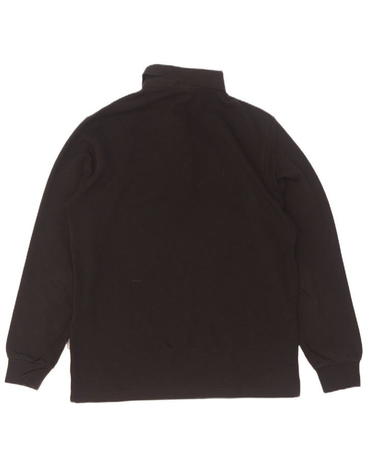 Hugo Boss Herren-Langarm-Poloshirt mit normaler Passform, mittelschwarze Baumwolle