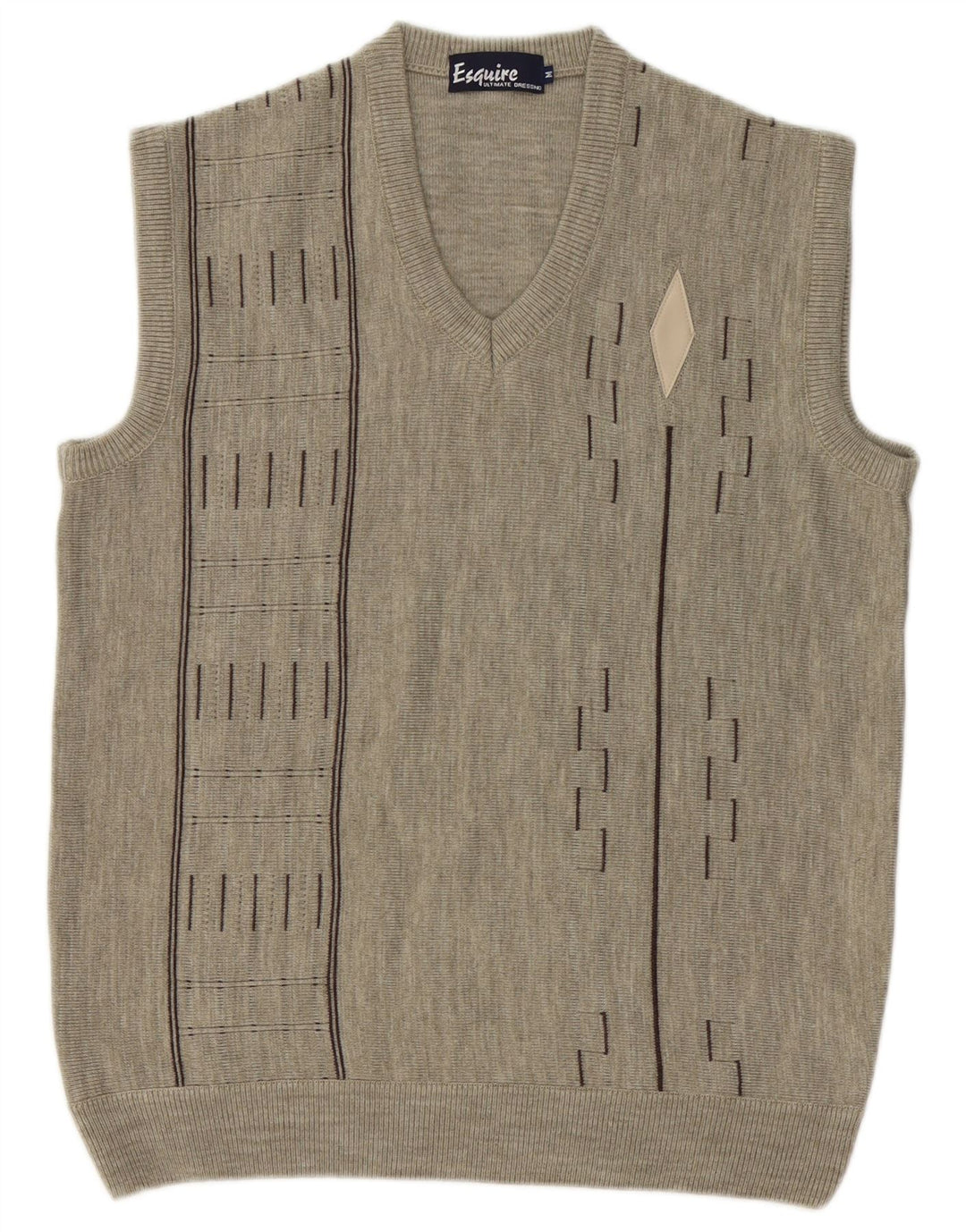 Vintage Herren Weste Tank Top Mittelgrau Geometrisch