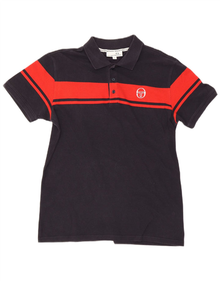 Sergio Tacchini Herren-Poloshirt, groß, marineblau, Colourblock-Baumwolle