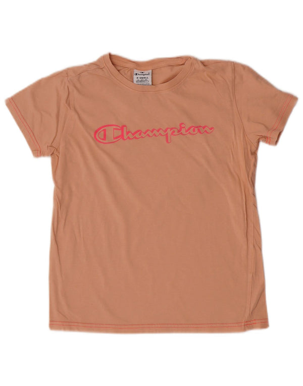 Champion Womens Loose Fit Graphic T-Shirt Top UK 6 XS Orange