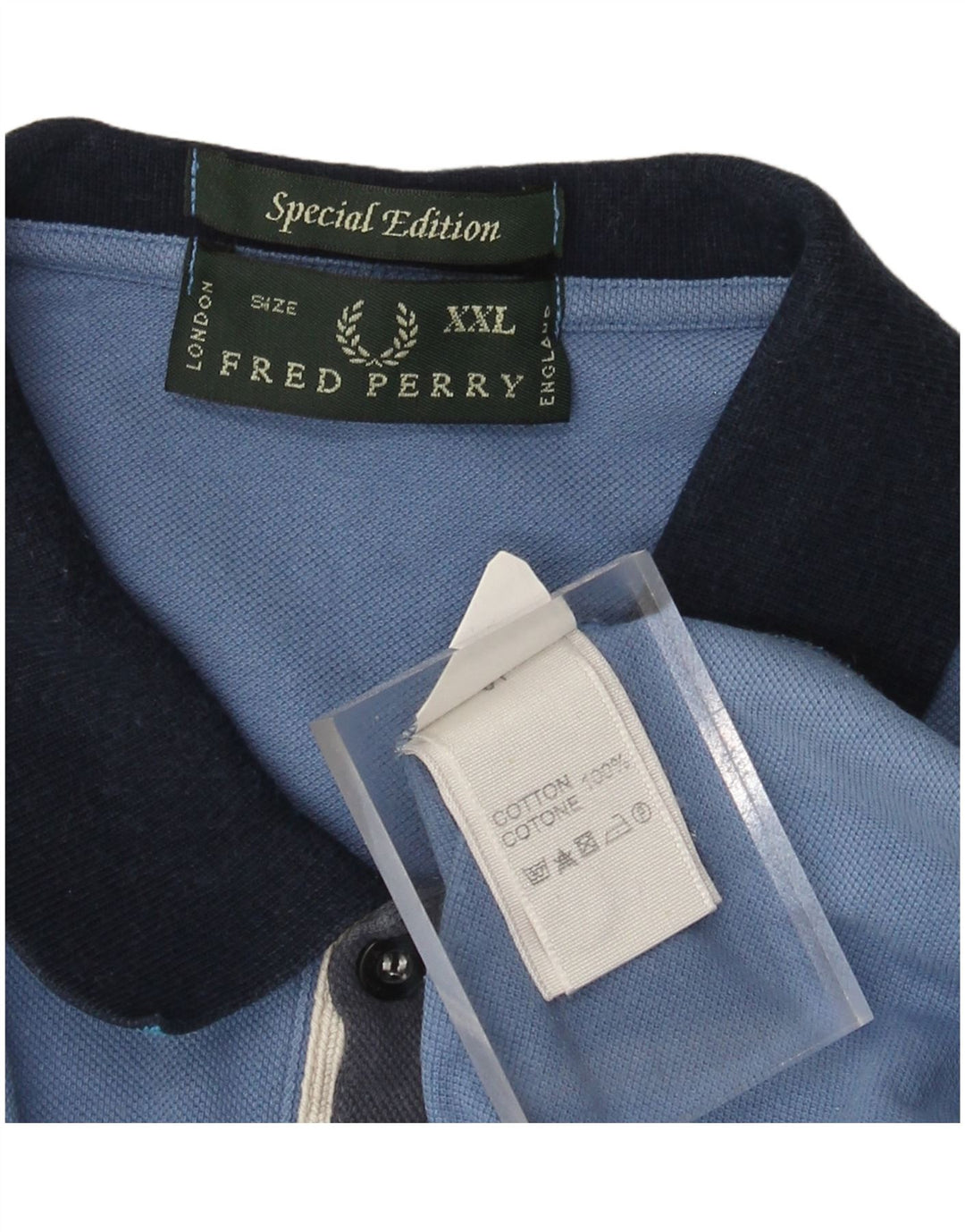 FRED PERRY Herren Poloshirt 2XL Blaue Baumwolle