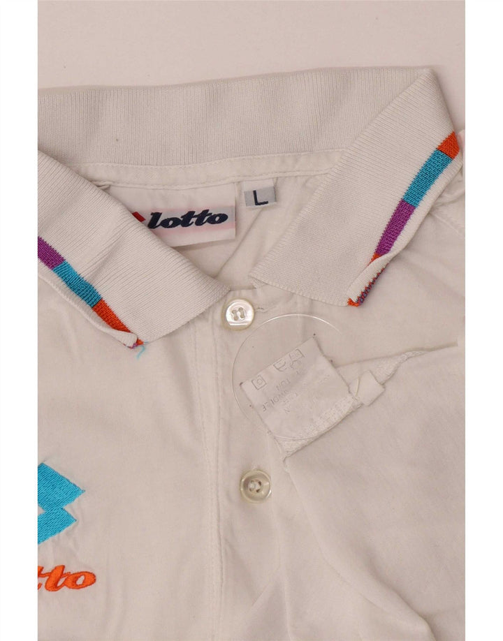 Lotto Herren-Poloshirt mit Grafik, groß, aus weißer Baumwolle