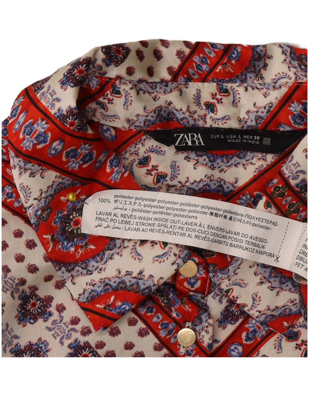 Zara Damen-Hemdbluse, UK 46, groß, mehrfarbig, Blumenmuster, Polyester