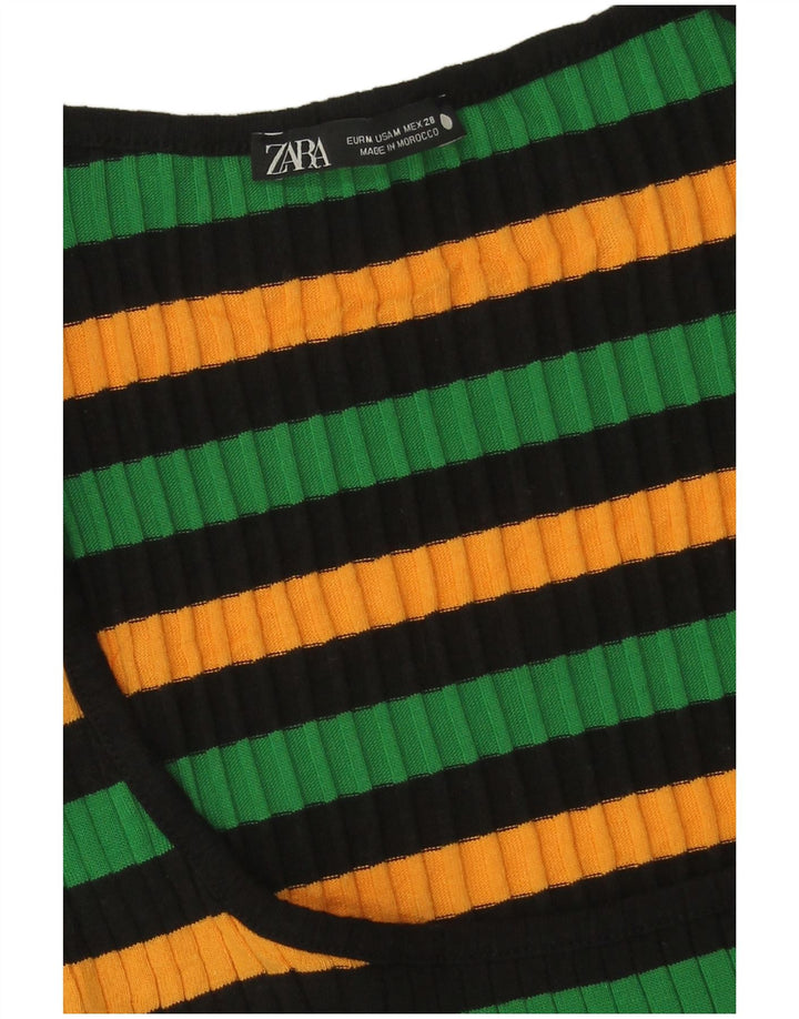 Zara Damen Crop Top UK 12 Medium Mehrfarbig gestreift