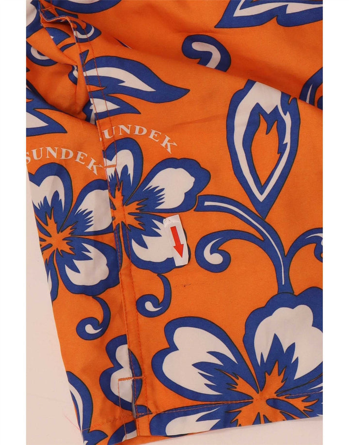 Sundek Herren-Badeshorts mit Grafik, Mittelorange, Blumenmuster, Polyester