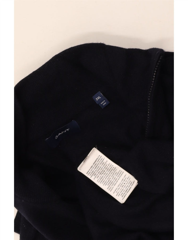 GANT Womens Oversized Zip Neck Jumper Sweater UK 20 2XL Navy Blue Wool
