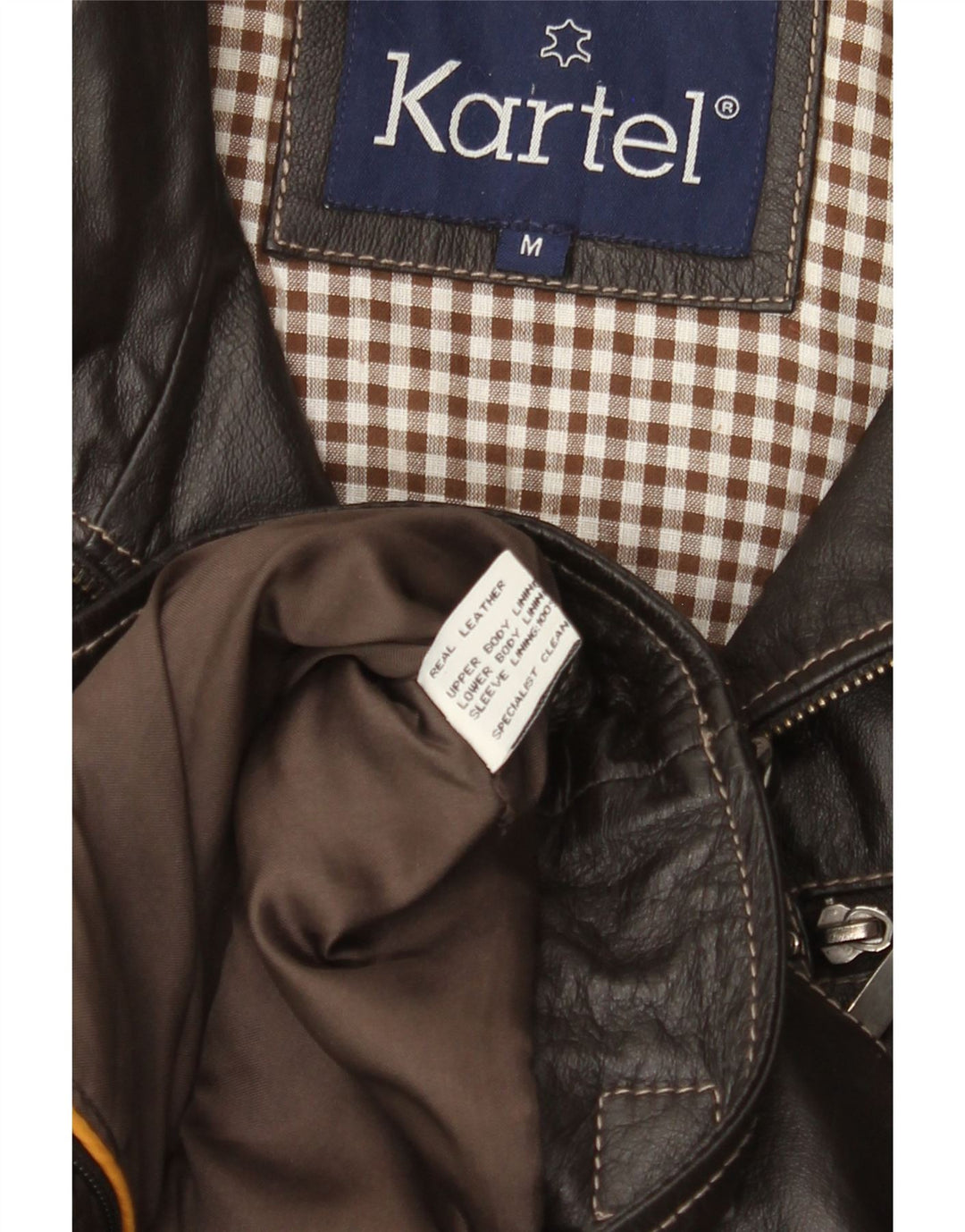 KARTEL Herren Lederjacke UK 38 Mittelbraunes Leder
