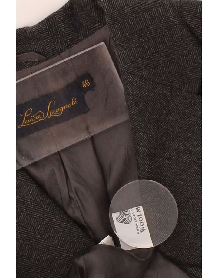 LUISA SPAGNOLI Womens 3 Button Blazer Jacket IT 46 Large Grey Wool Vintage Luisa Spagnoli and Second-Hand Luisa Spagnoli from Messina Hembry 
