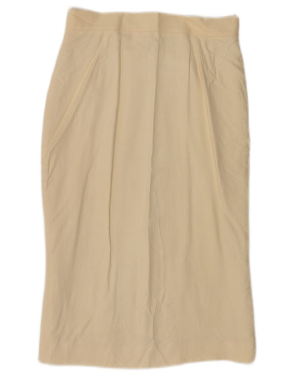Byblos Damen Midirock mit hoher Taille IT 44 Medium W28 Beige Viskose