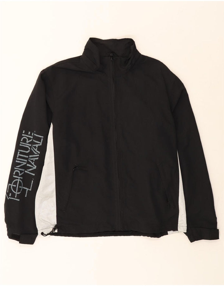 MURPHY & NYE Grafische Herren-Regenjacke UK 36 Small Schwarzes Colourblock-Nylon