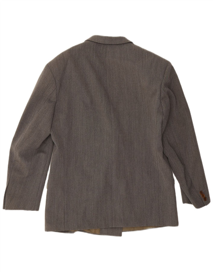 Vintage Herren Zweireiher Blazer Jacke IT 50 Große graue Wolle