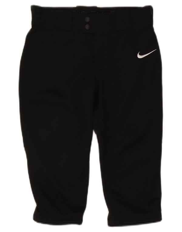 Nike Girls Straight Capri Trousers 8-9 Years Small W24 L14 Black Polyester