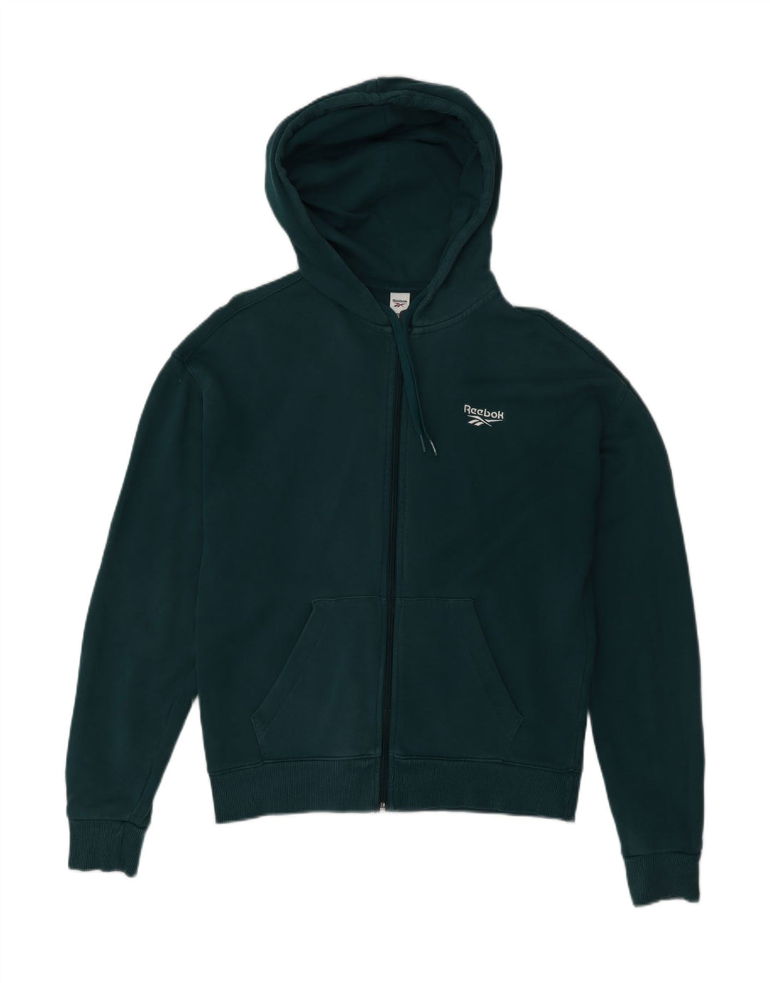 REEBOK Herren-Kapuzenpullover mit Reißverschluss, klein, grüne Baumwolle