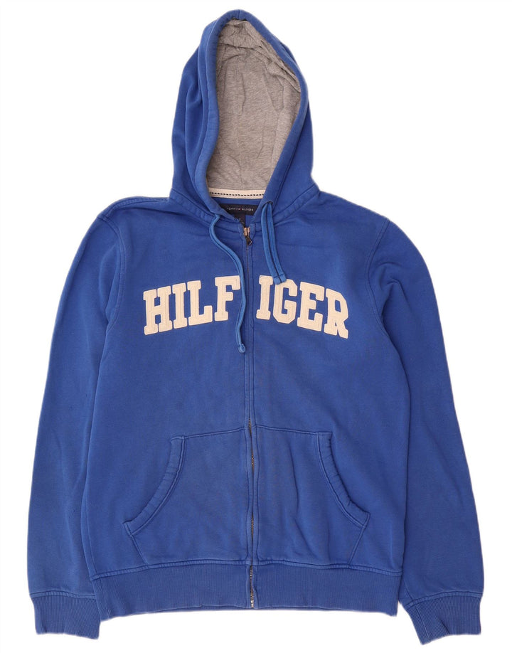 Tommy Hilfiger Herren-Kapuzenpullover mit grafischem Reißverschluss, Mittelblau, Farbblock