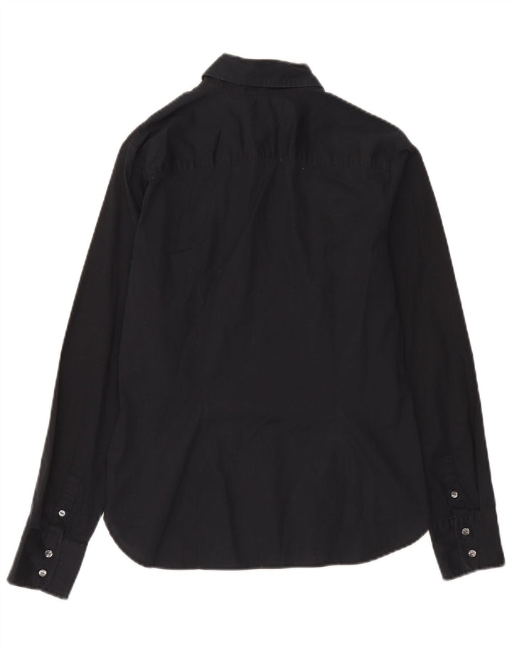 Tommy Hilfiger Damen Stretch-Hemd US 8 Mittelschwarze Baumwolle