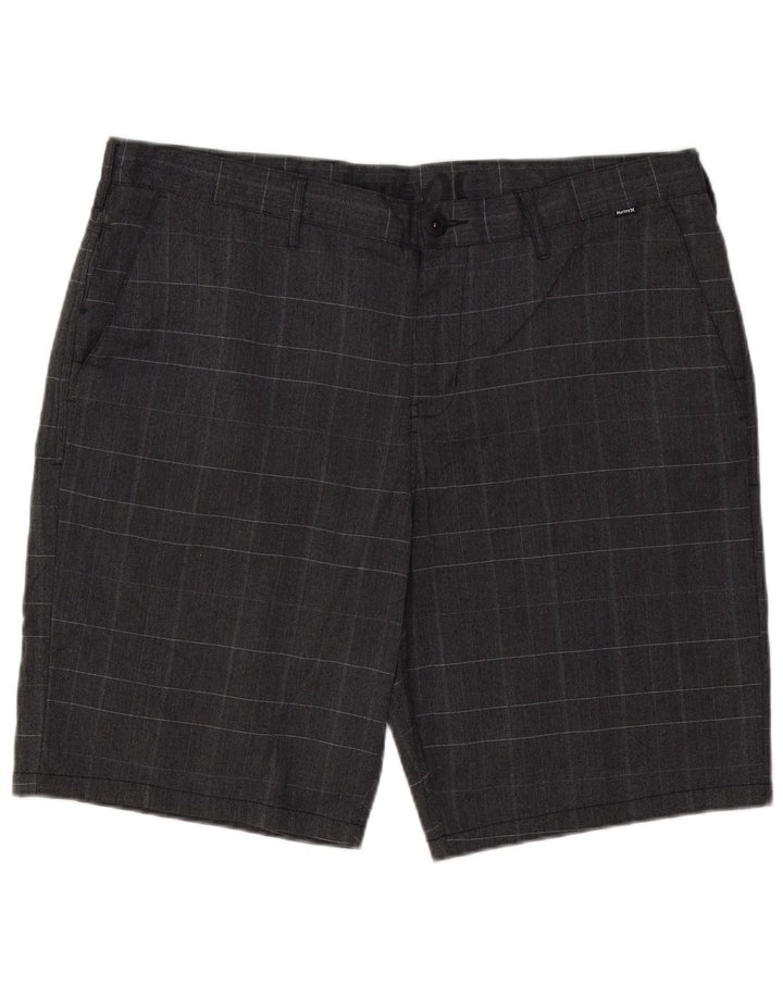 HURLEY Herren-Chinoshorts W38 XL grau kariertes Polyester