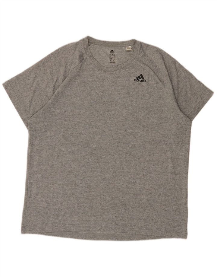 ADIDAS Herren Climalite T-Shirt Top Large Grau meliert