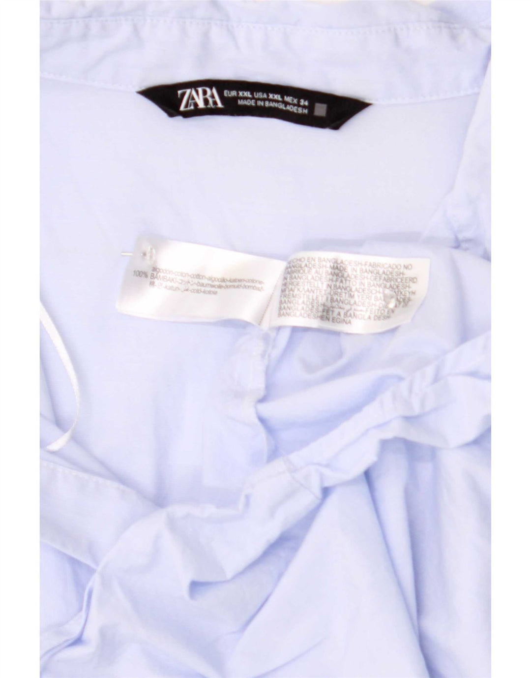 Zara Damen Hemd UK 20 2XL Blaue Baumwolle