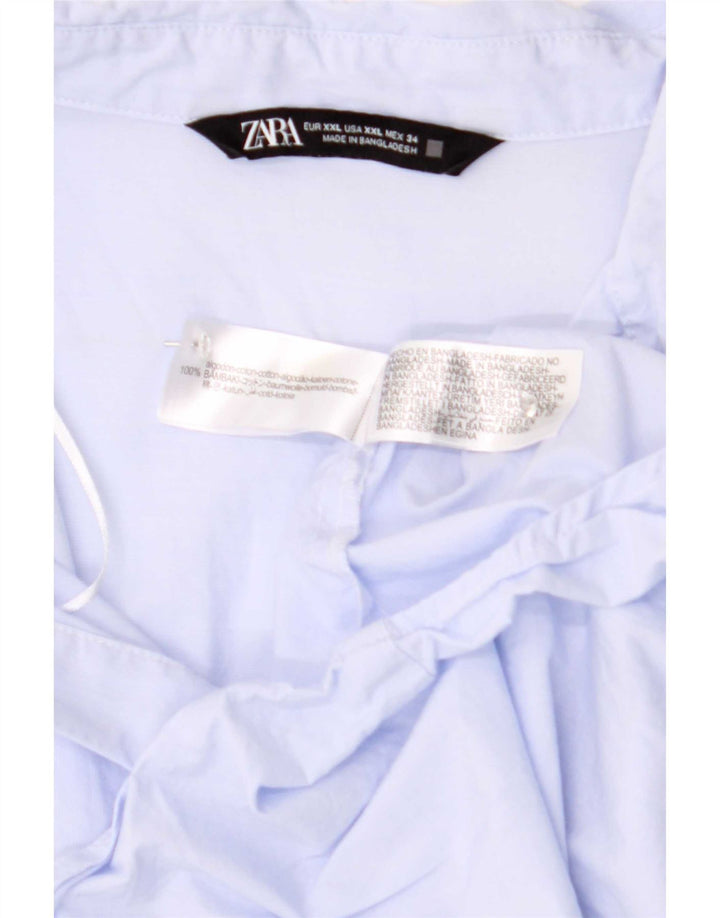 Zara Damen Hemd UK 20 2XL Blaue Baumwolle