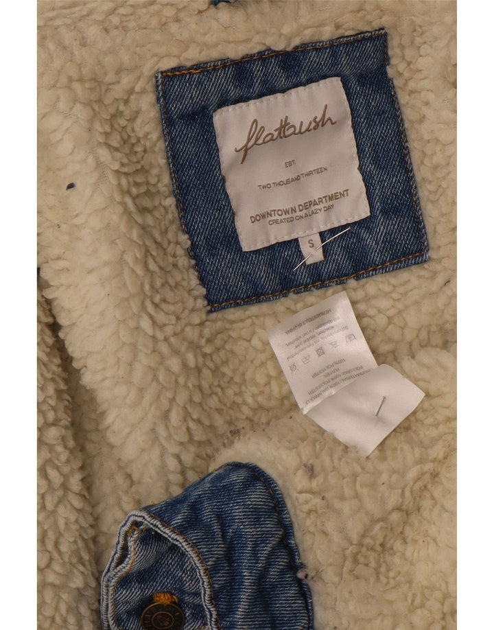 Flatbush Damen Übergroße Sherpa-Jeansjacke UK 10 Small Blau Polyester