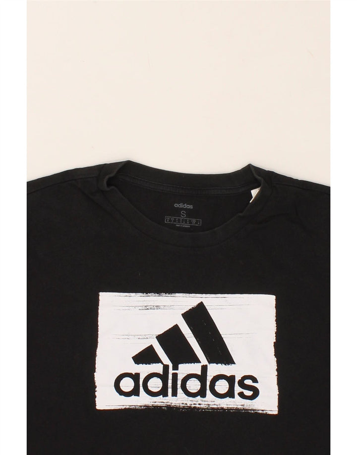 ADIDAS Mens Graphic T-Shirt Top Small Black Cotton Vintage Adidas and Second-Hand Adidas from Messina Hembry 
