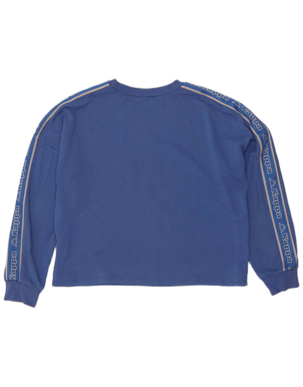 Kappa Damen Tezenis Crop Graphic Sweatshirt Pullover UK 14 Mittelblau