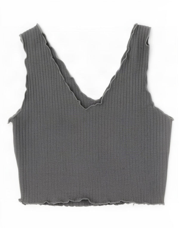 Shein Damen Ärmelloses Crop Top UK 14 Large Grau Polyester