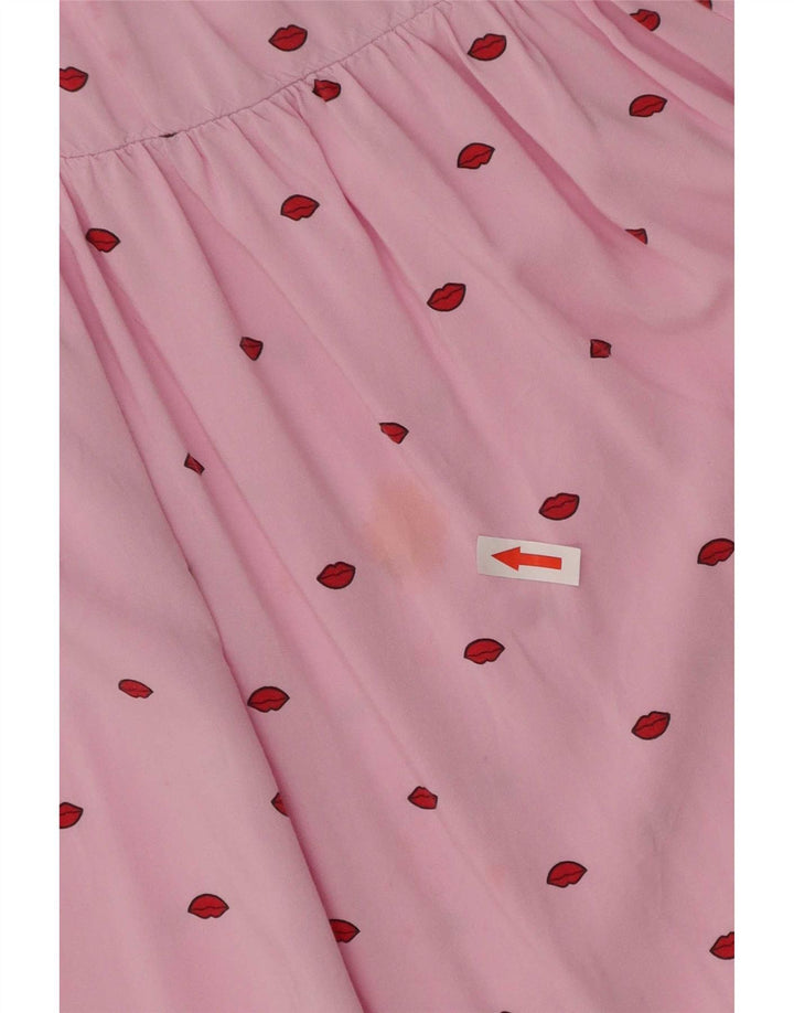 Benetton Damen-Kleid mit abstraktem Muster, langärmelig, A-Linie, Gr. 10, Rosa