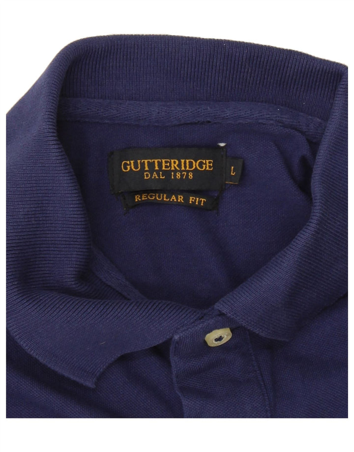 GUTTERIDGE Mens Regular Fit Polo Shirt Large Navy Blue Cotton Vintage Gutteridge and Second-Hand Gutteridge from Messina Hembry 