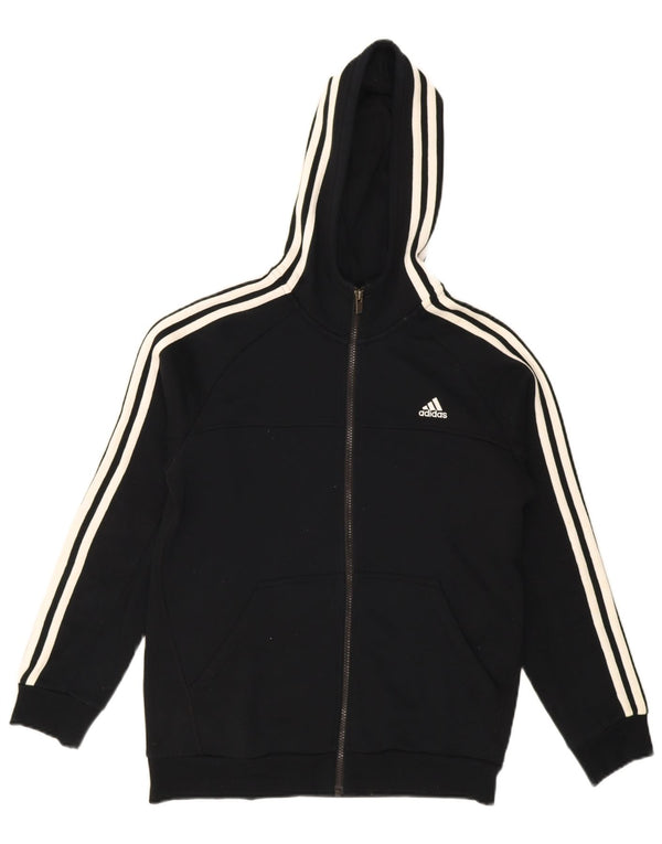 Adidas Jungen Kapuzenpullover mit Reißverschluss, 13–14 Jahre, schwarze Baumwolle